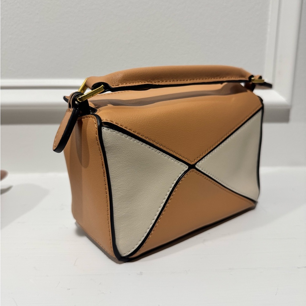 Mini Geo Panel Structured Bag - Brown/Copper/Beige - Picture 7 of 14